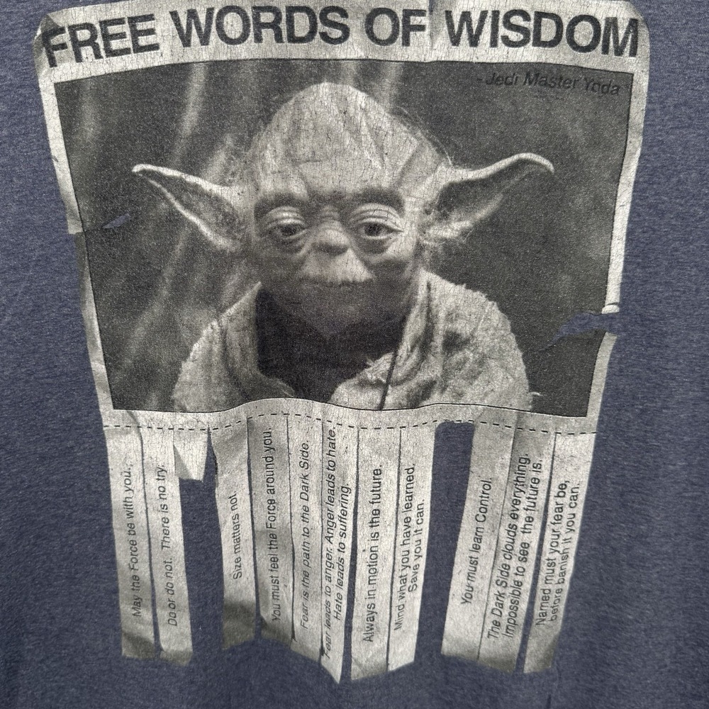 Star Wars Jedi Master Yoda Free Words of Wisdom XL Graphic T-Shirt Blue